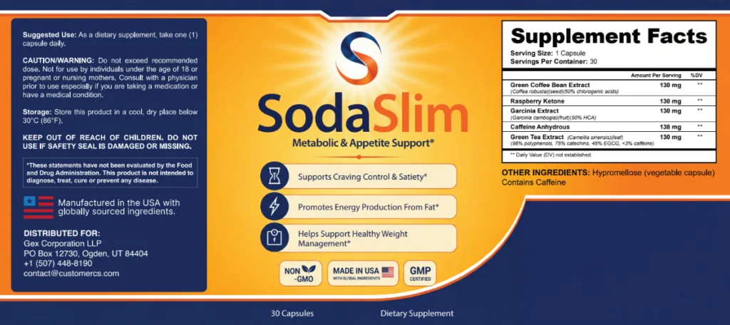 SodaSlim Supplement Facts